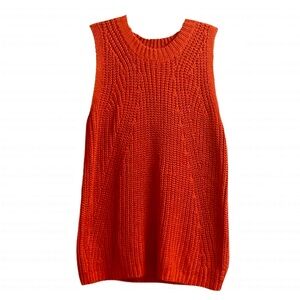 Women’s LOFT Vibrant Red Crochet Sweater Size Medium